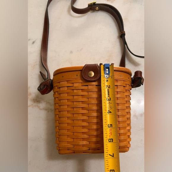 Rare Longaberger Hand Woven With Leather Strap And Trim Basket Purse Signed 2001 - Picture 7 of 14